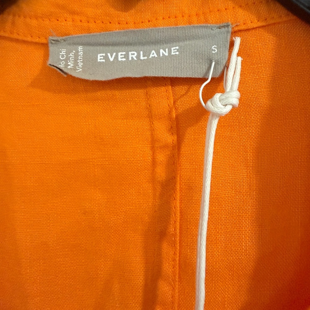 Everlane The Linen Workwear Shirt Dress Turmeric Orange - Picture 8 of 9
